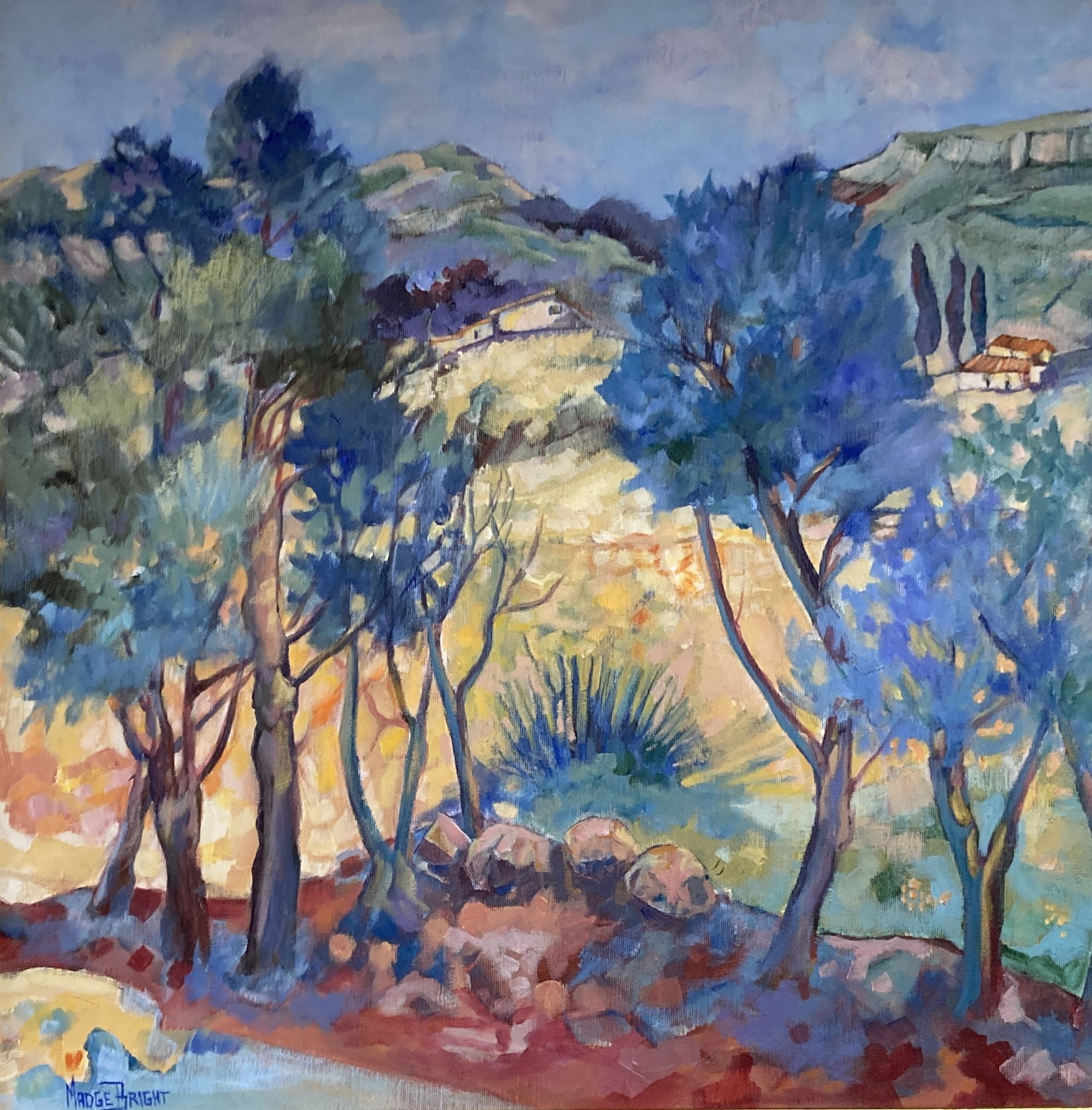 Madge Bright (20th/21st century), Landscape, signed, oil on canvas, 53 x 53cm